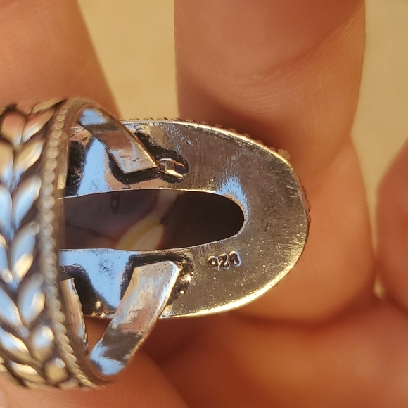 New Oversized Mookaite Jasper 925 Silver Statement Ring. - Picture 14 of 16